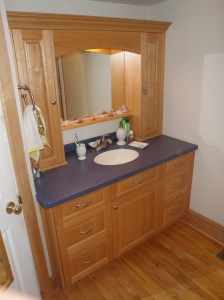 Oak raised panel vanity